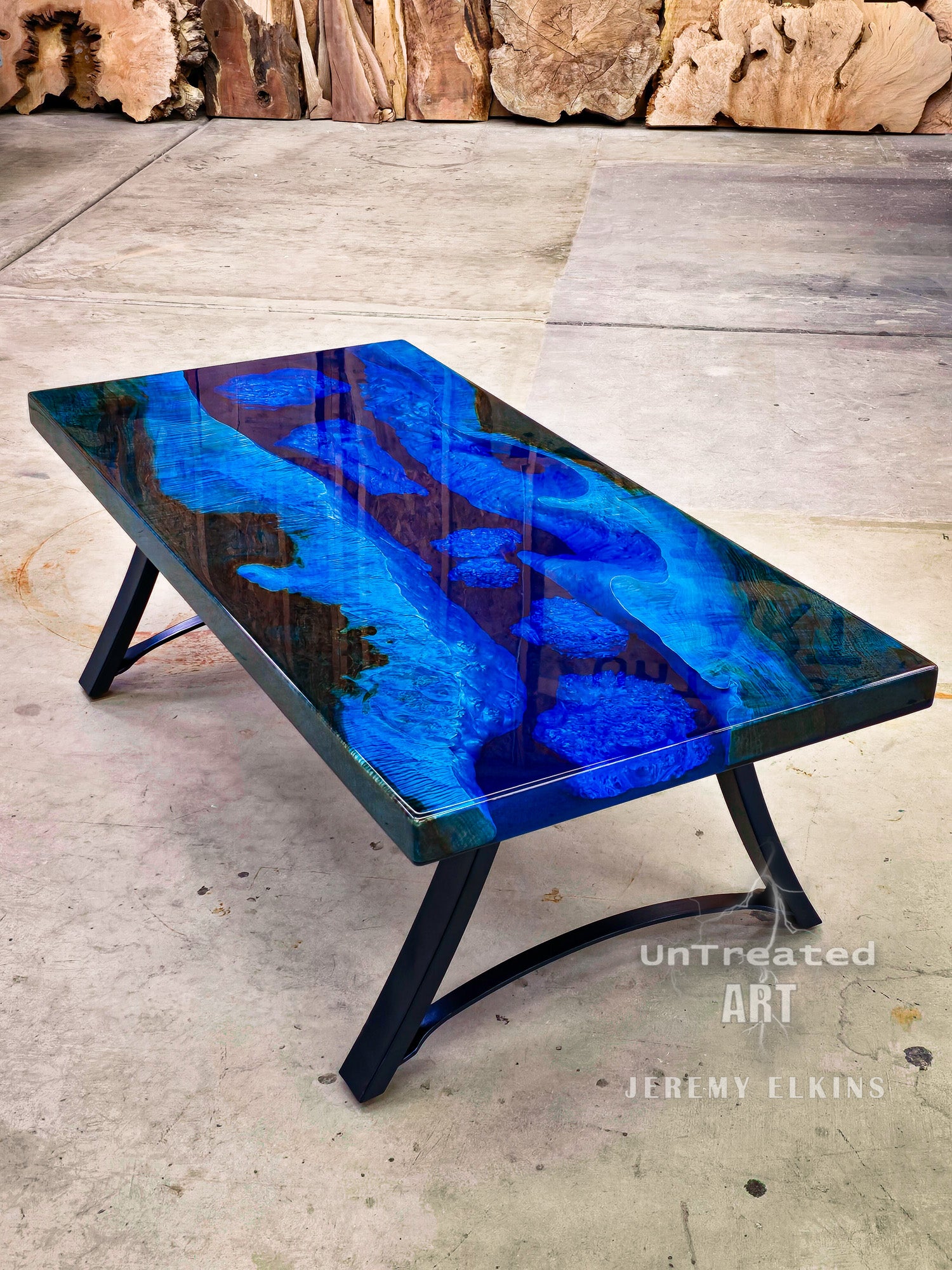LED Deep Blue Sea Resin Coffee Table | Untreated Art