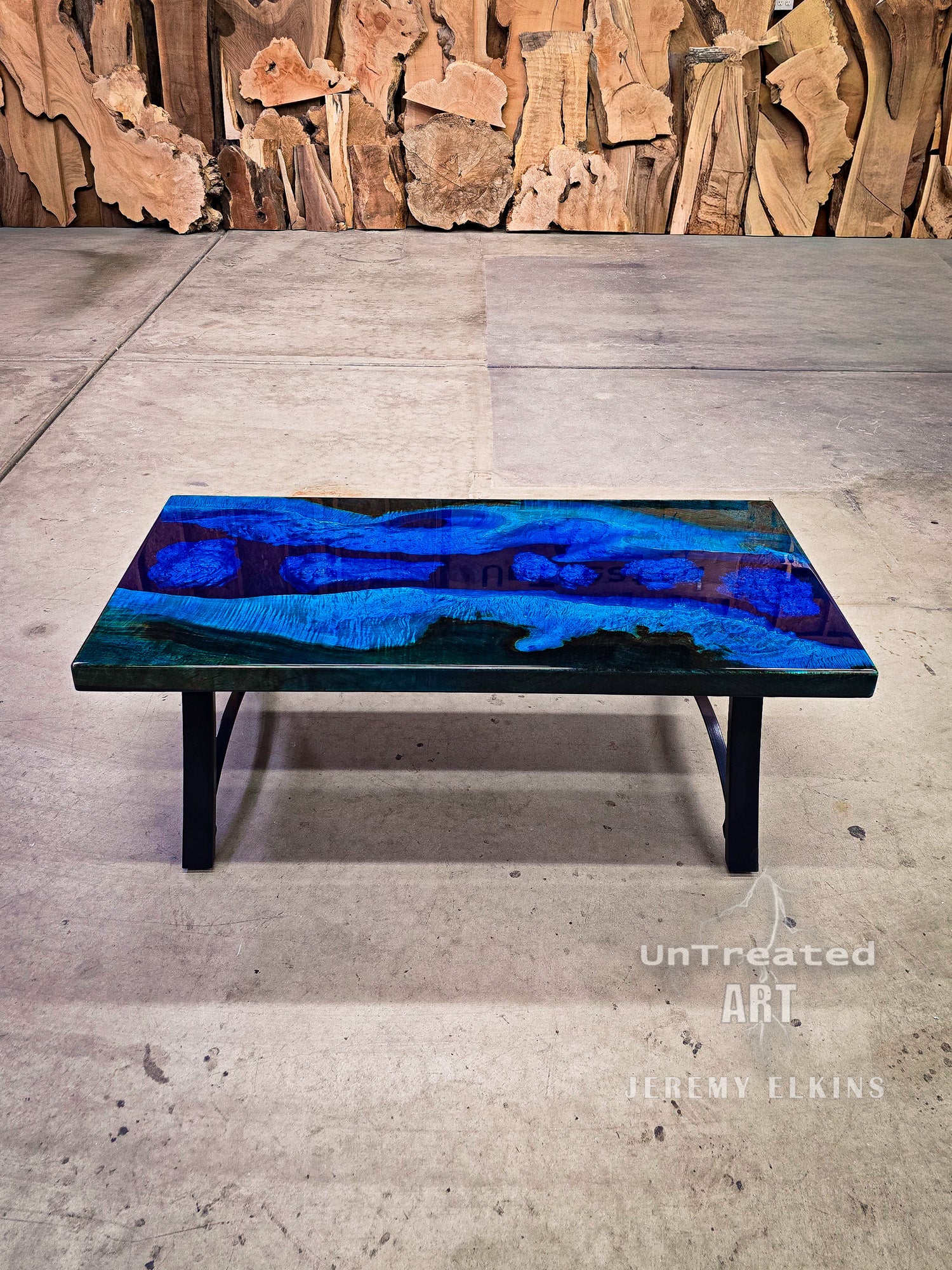 LED Deep Blue Sea Resin Coffee Table | Untreated Art
