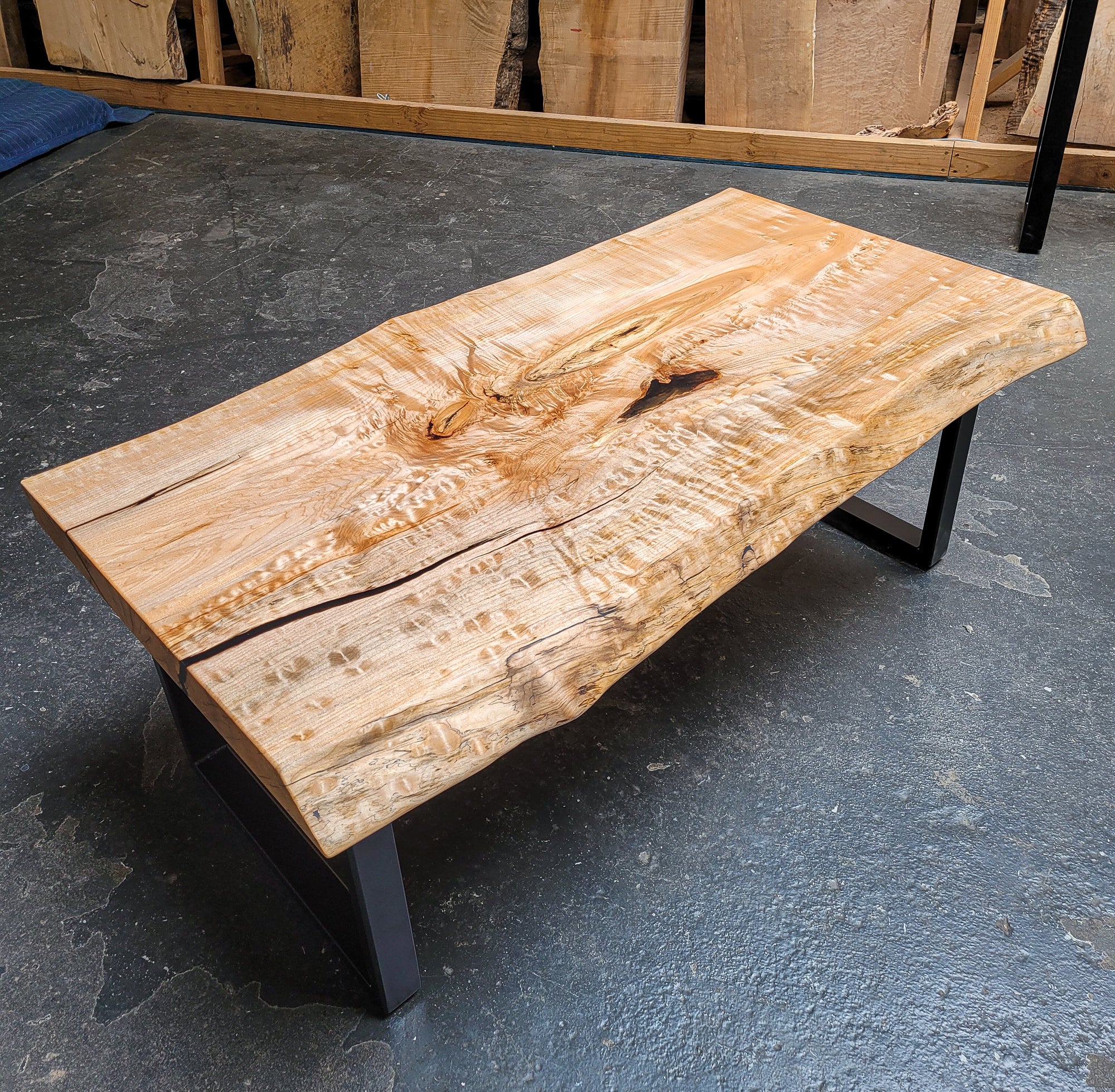 Figured Maple Live Edge Wood Coffee Table