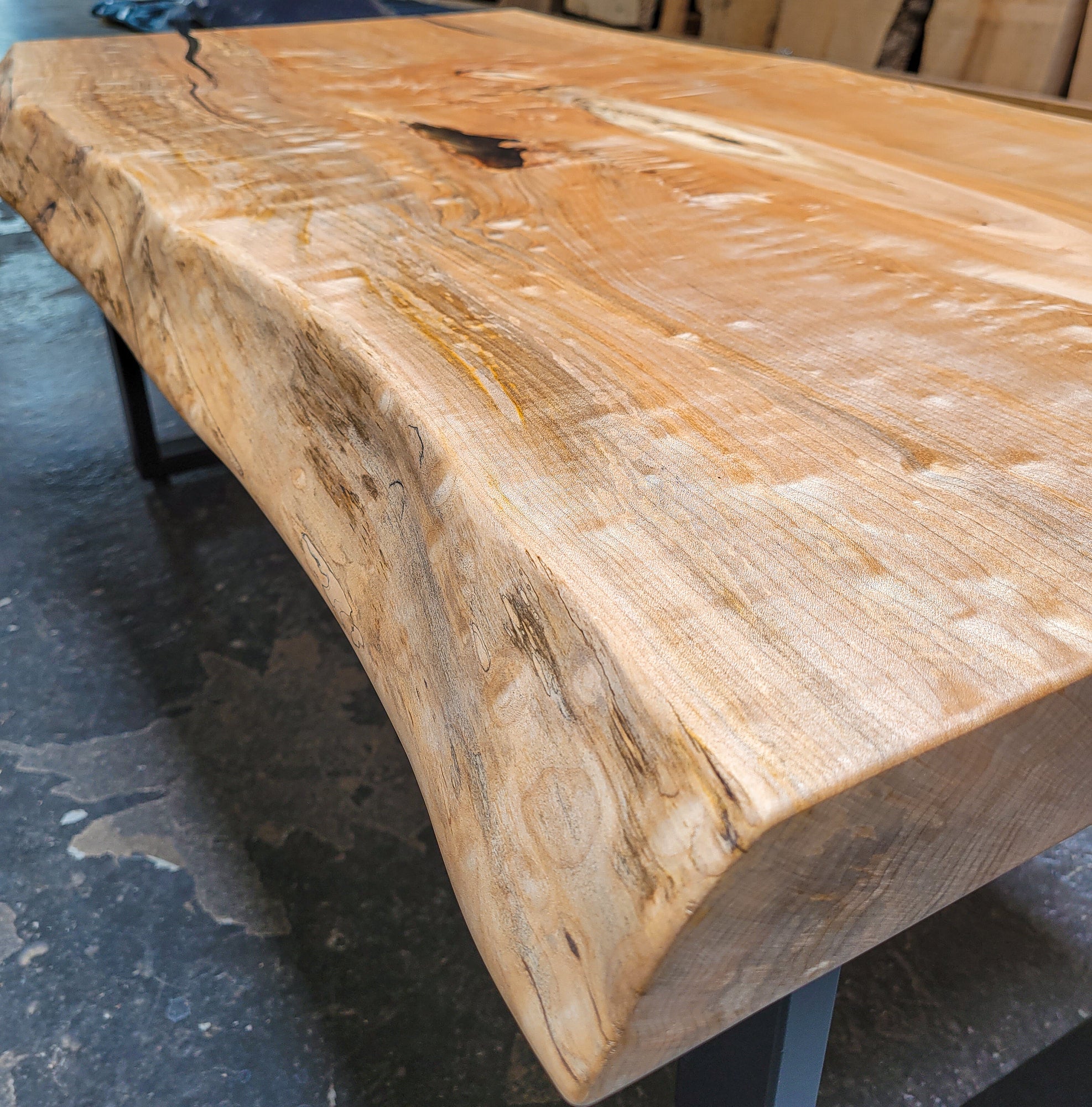 Figured Maple Live Edge Wood Coffee Table